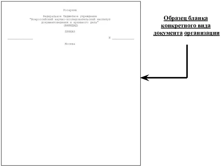 Образец бланка конкретного вида документа организации