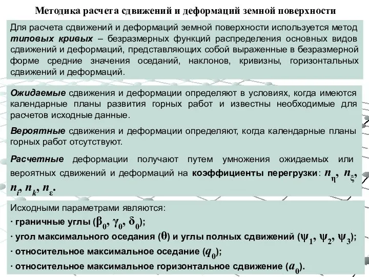 Методика расчета сдвижений и деформаций земной поверхности Для расчета сдвижений и деформаций