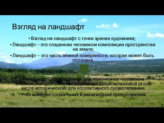 Взгляд на ландшафт Взгляд на ландшафт с точки зрения художника; Ландшафт –