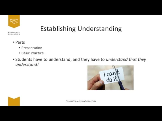 Establishing Understanding Parts Presentation Basic Practice Students have to understand, and they