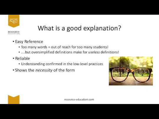 What is a good explanation? Easy Reference Too many words = out