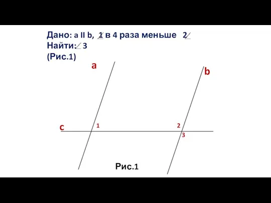 Дано: a II b, 1 в 4 раза меньше 2 Найти: 3 (Рис.1) a