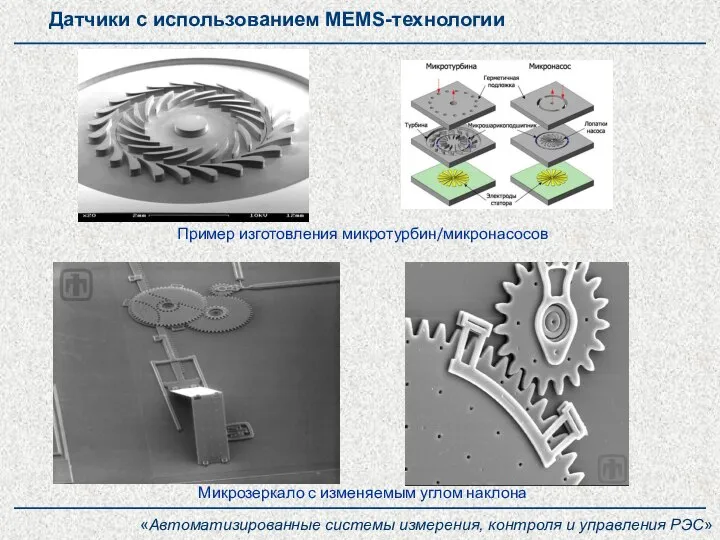 «Автоматизированные системы измерения, контроля и управления РЭС» Датчики с использованием MEMS-технологии Пример