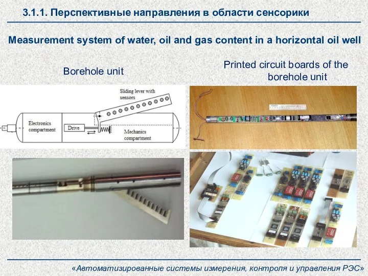 3.1.1. Перспективные направления в области сенсорики Borehole unit Printed circuit boards of