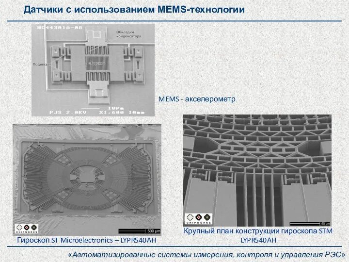 Датчики с использованием MEMS-технологии «Автоматизированные системы измерения, контроля и управления РЭС» Гироскоп