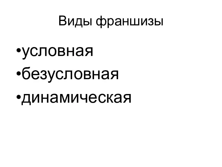 Виды франшизы условная безусловная динамическая