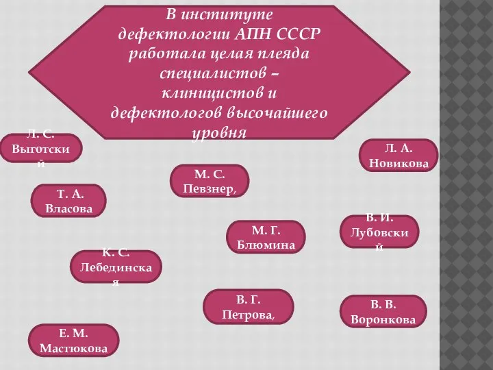 В институте дефектологии АПН СССР работала целая плеяда специалистов – клиницистов и