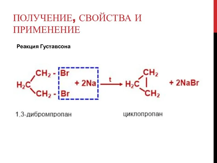 ПОЛУЧЕНИЕ, СВОЙСТВА И ПРИМЕНЕНИЕ Реакция Густавсона