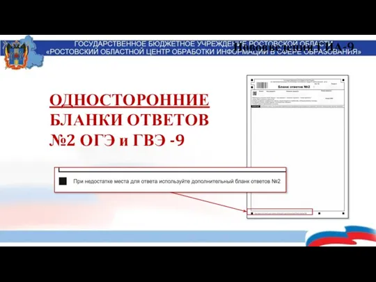 Нововведения ГИА-9 ОДНОСТОРОННИЕ БЛАНКИ ОТВЕТОВ №2 ОГЭ и ГВЭ -9