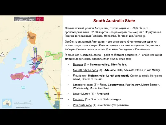 South Australia State Самый важный регион Австралии, отвечающий за ± 50% общего