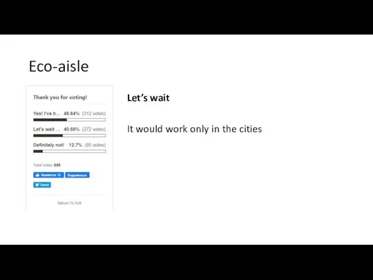 Eco-aisle Let’s wait It would work only in the cities