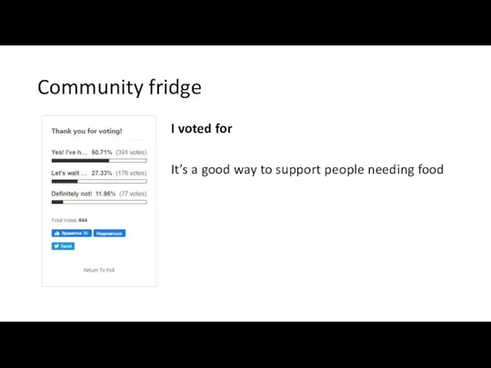 Community fridge I voted for It’s a good way to support people needing food