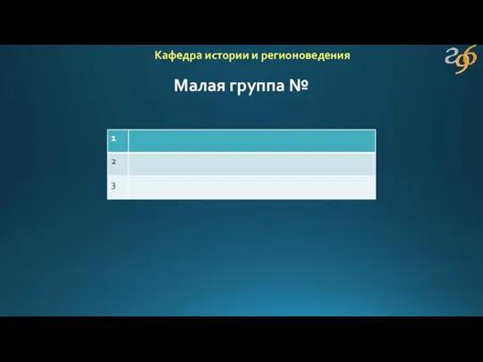 Малая группа № Кафедра истории и регионоведения