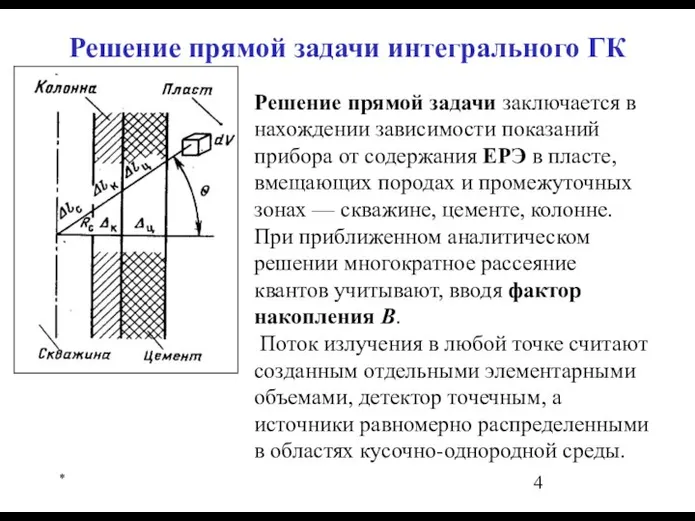 * Решение прямой задачи интегрального ГК Решение прямой задачи заключается в нахождении