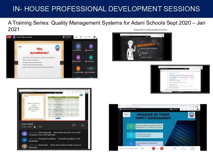 IN- HOUSE PROFESSIONAL DEVELOPMENT SESSIONS A Training Series: Quality Management Systems for