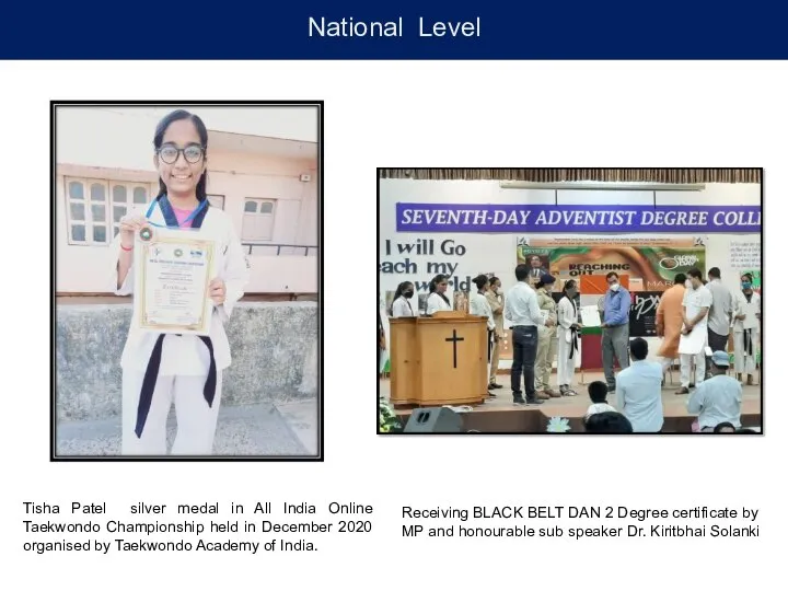 National Level Tisha Patel silver medal in All India Online Taekwondo Championship