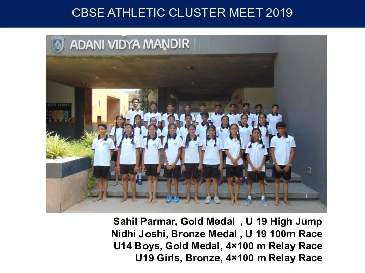 CBSE ATHLETIC CLUSTER MEET 2019 Sahil Parmar, Gold Medal , U 19