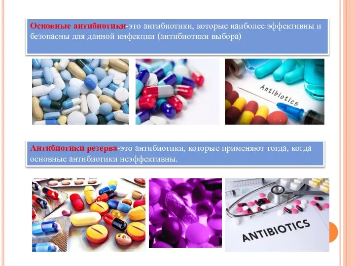 Основные антибиотики-это антибиотики, которые наиболее эффективны и безопасны для данной инфекции (антибиотики