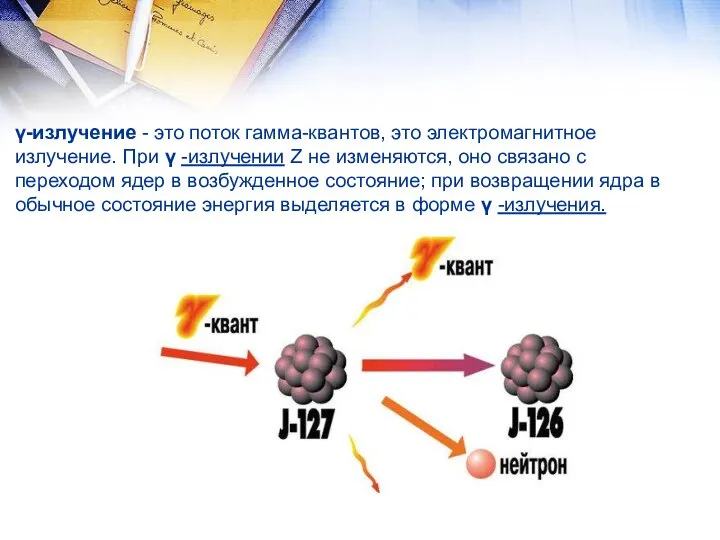 γ-излучение - это поток гамма-квантов, это электромагнитное излучение. При γ -излучении Z