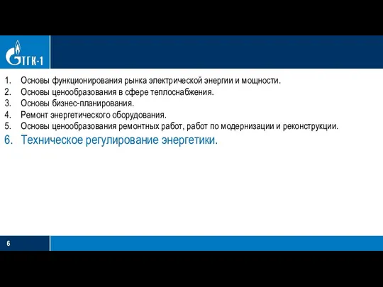 Основы функционирования рынка электрической энергии и мощности. Основы ценообразования в сфере теплоснабжения.