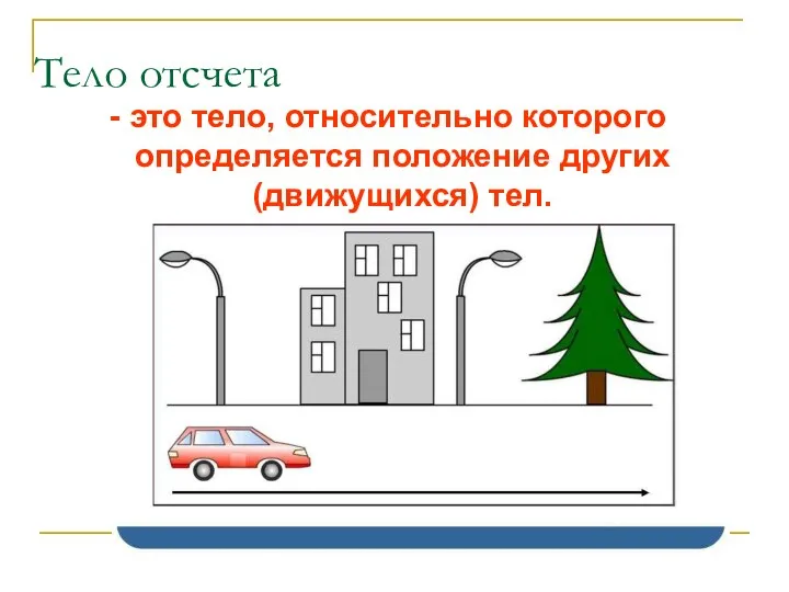 Тело отсчета - это тело, относительно которого определяется положение других (движущихся) тел.