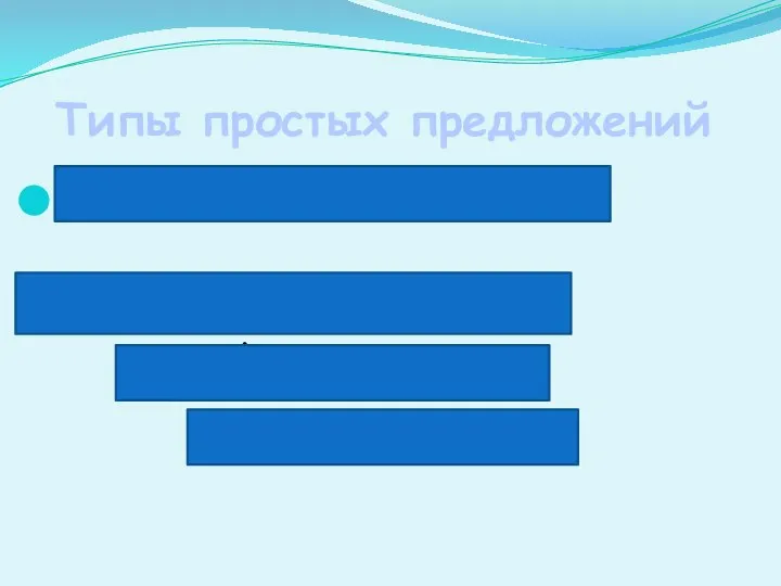 Типы простых предложений По цели высказывания: повествовательные; побудительные; вопросительные.