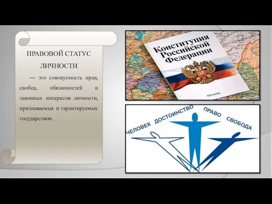 ПРАВОВОЙ СТАТУС ЛИЧНОСТИ ― это совокупность прав, свобод, обязанностей и законных интересов