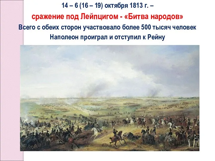 14 – 6 (16 – 19) октября 1813 г. – сражение под