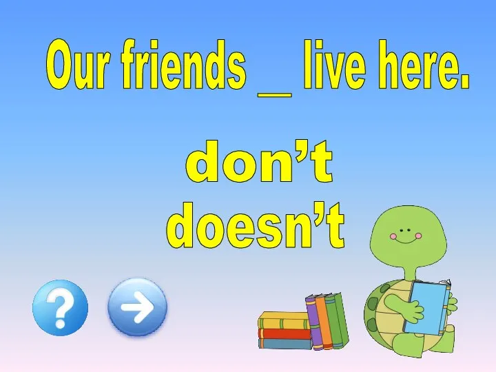 Our friends __ live here. don’t doesn’t