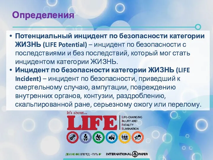 Определения Потенциальный инцидент по безопасности категории ЖИЗНЬ (LIFE Potential) – инцидент по