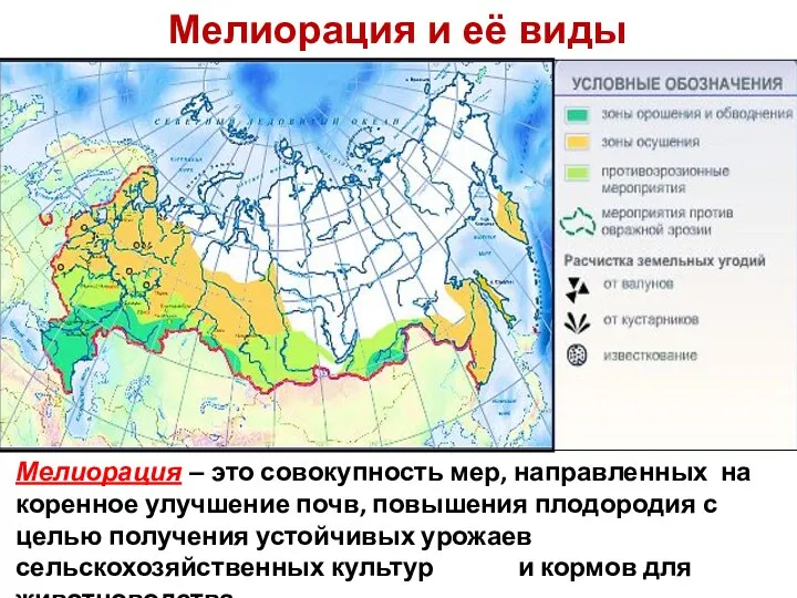 Мелиорация и её виды Мелиорация – это совокупность мер, направленных на коренное