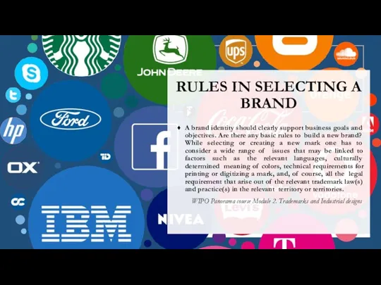 RULES IN SELECTING A BRAND A brand identity should clearly support business