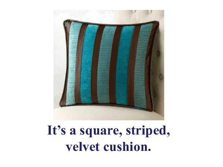 It’s a square, striped, velvet cushion.