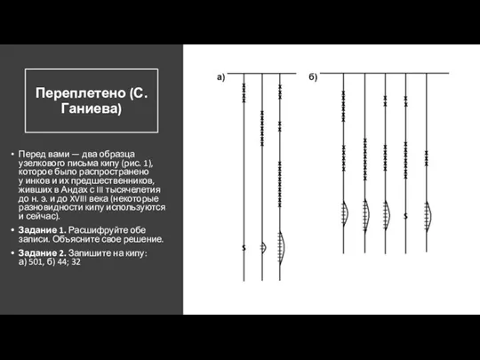 Переплетено (С. Ганиева) Перед вами — два образца узелкового письма кипу (рис.