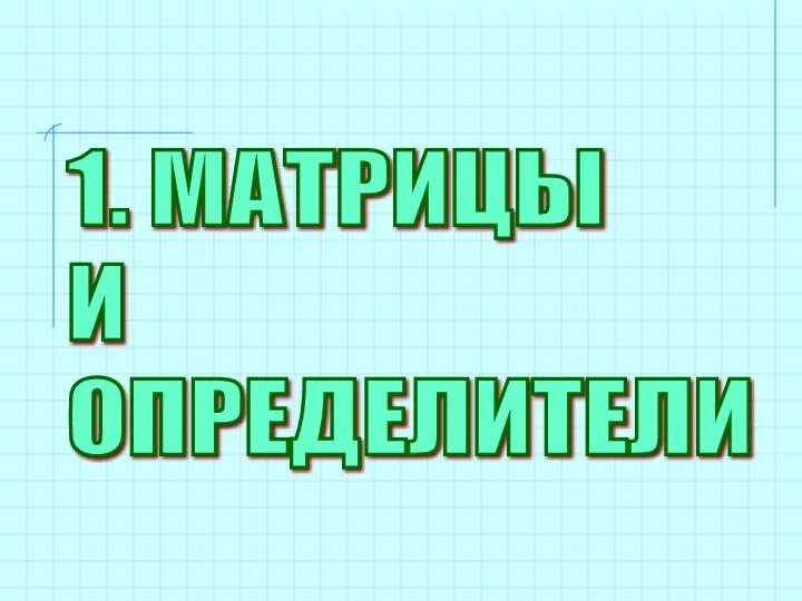 1. МАТРИЦЫ И ОПРЕДЕЛИТЕЛИ