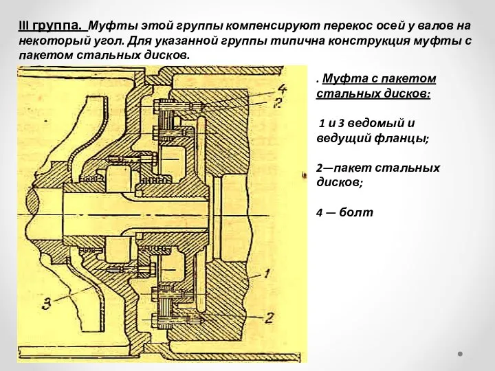 III группа. Муфты этой группы компенсируют перекос осей у валов на некоторый