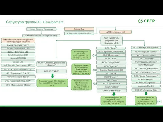 Структура группы AFI Development Леваев Л.А. Africa-Israel Investments Ltd Amerone Developments Ltd