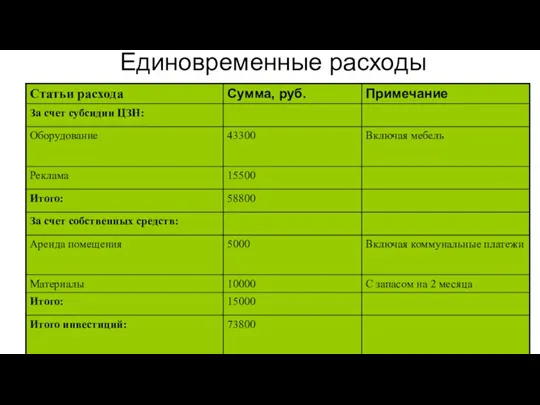 Единовременные расходы