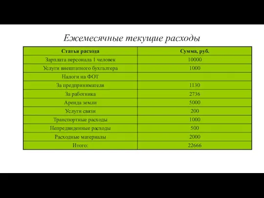 Ежемесячные текущие расходы