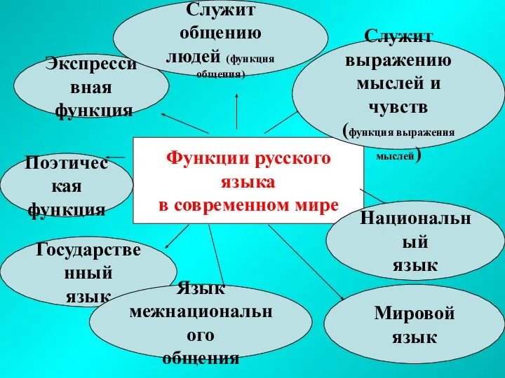Функции русского языка в современном мире Экспрессивная функция Государственный язык Поэтическая функция