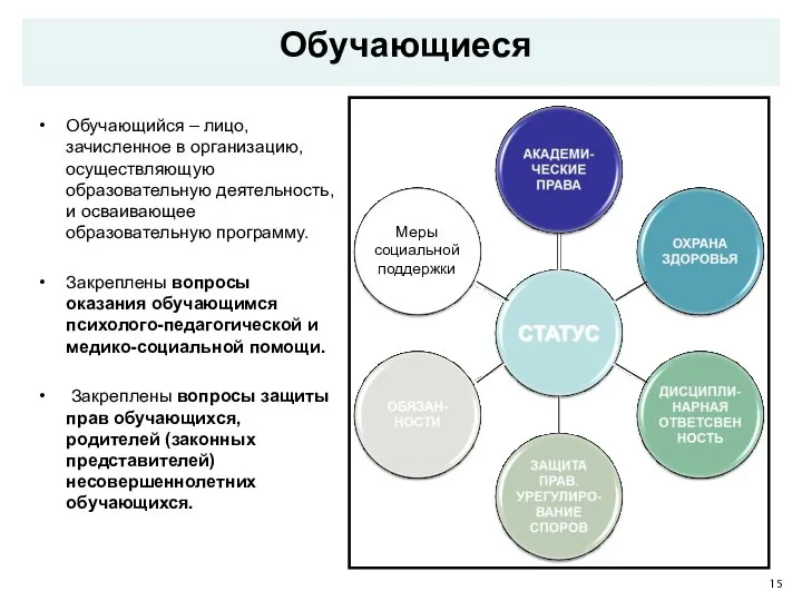 Обучающиеся Обучающийся – лицо, зачисленное в организацию, осуществляющую образовательную деятельность, и осваивающее