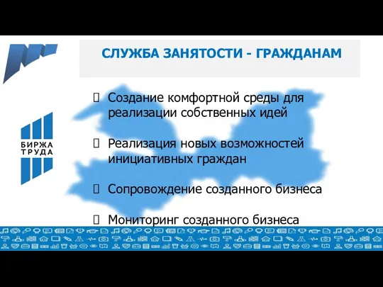 СЛУЖБА ЗАНЯТОСТИ - ГРАЖДАНАМ Создание комфортной среды для реализации собственных идей Реализация