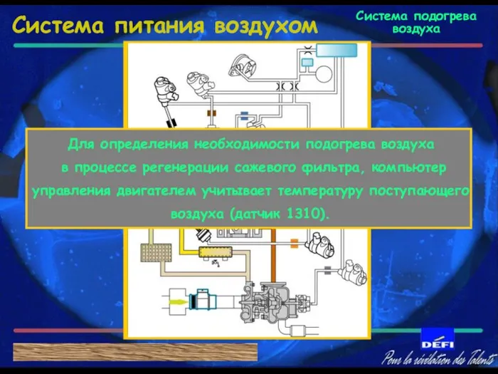 Для определения необходимости подогрева воздуха в процессе регенерации сажевого фильтра, компьютер управления