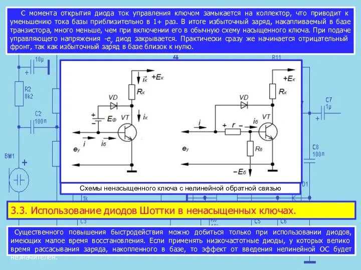 С момента открытия диода ток управления ключом замыка­ется на коллектор, что приводит