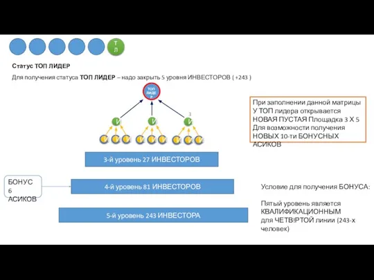 Статус ТОП ЛИДЕР Для получения статуса ТОП ЛИДЕР – надо закрыть 5