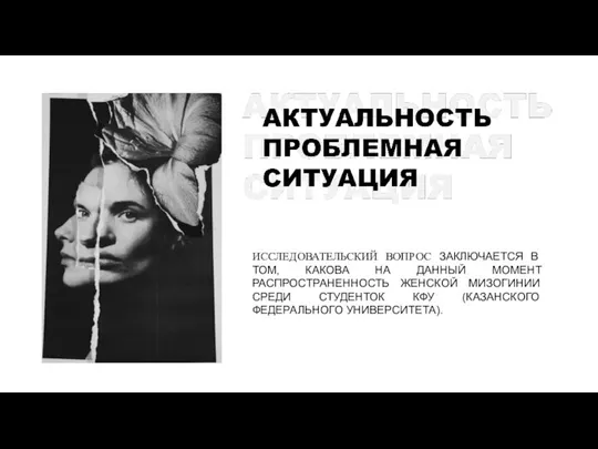 ИССЛЕДОВАТЕЛЬСКИЙ ВОПРОС ЗАКЛЮЧАЕТСЯ В ТОМ, КАКОВА НА ДАННЫЙ МОМЕНТ РАСПРОСТРАНЕННОСТЬ ЖЕНСКОЙ МИЗОГИНИИ