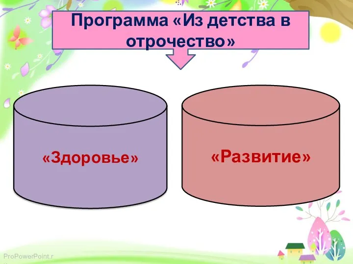 Программа «Из детства в отрочество» «Здоровье» «Развитие»