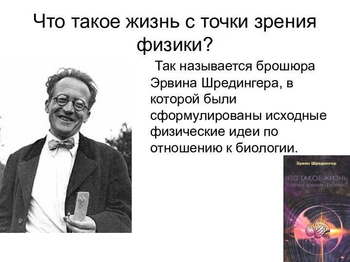 Что такое жизнь с точки зрения физики? Так называется брошюра Эрвина Шредингера,