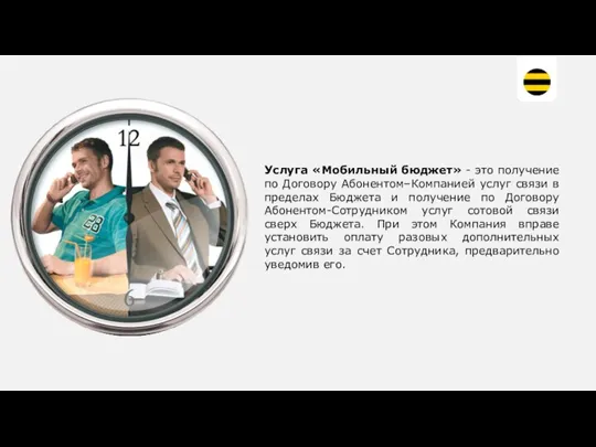 Услуга «Мобильный бюджет» - это получение по Договору Абонентом–Компанией услуг связи в