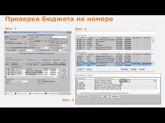 Проверка бюджета на номере Шаг. 1 Шаг. 2 Шаг. 3